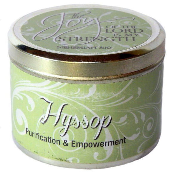 Hyssop Fragrant Candle Tin (6 oz) - "The Joy of the Lord is my Strength"