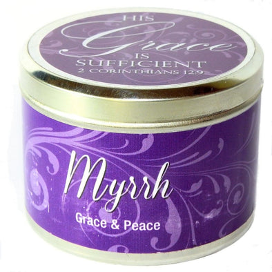 Myrrh Fragrant Candle Tin (6 oz) - "HIS grace is sufficient"