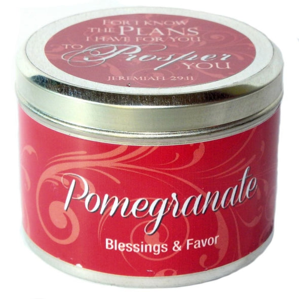 Pomegranate Fragrant Candle Tin (6 oz) - "For I know the plans that I have for you"